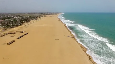 Along Cotonou seaside Stock Footage 81094845