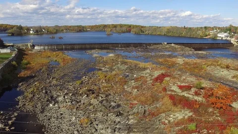 Along a Drying River from Above Stock Footage 97481798
