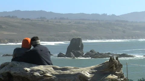 Along the oceanic drive romantic couple watching the sea Stock Footage 5129758