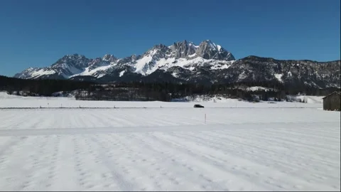 Along the road though the winter landscape in the mountains Stock Footage 171182237