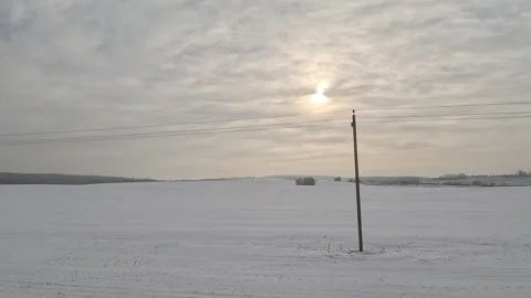 Along the road, winter roadside view, view from the car window. Snow winter day. Stock Footage 340251351
