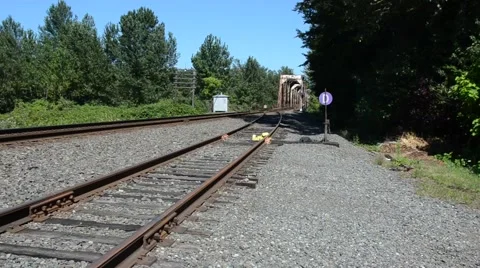 Alongside Empty Railroad Tracks Stock Footage 68151821