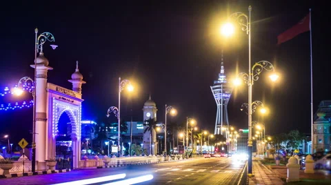 Alor Setar Perspective view to Menara at night. Stock Footage 58315254