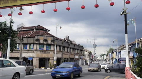 Alor Setar View to Menara From Bridge on River Sungai Kedah Stock Footage 68024700