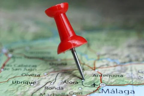 Alora, Spain pin on map Foto stock
