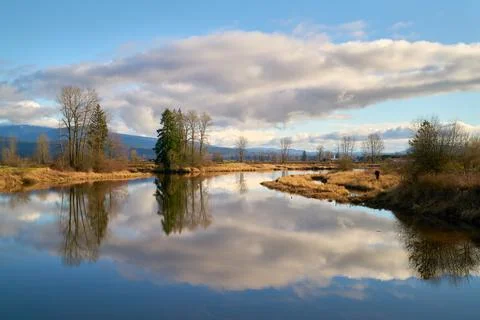 Alouette River Tranquil Cloud Reflections 写真素材