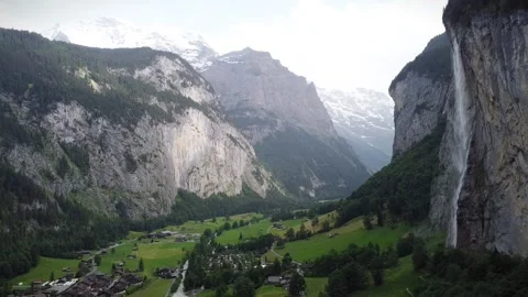 Alp Valley With Waterfall Video stock 289762342