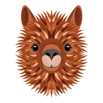 Alpaca face. Vector illustration. Geometric style. Grunge effects. Isolated o Illustrazione stock
