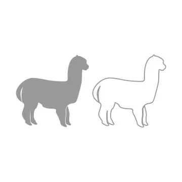 Alpaca icon. Grey set . Stock Illustration