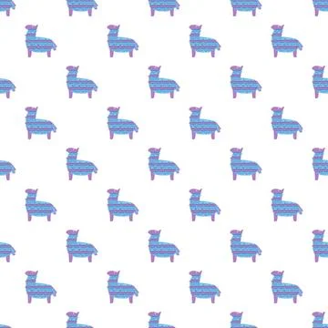 Alpaca pinata seamless pattern creating party background Stock Illustration
