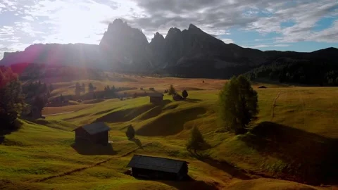 Alpe de Siusi Dolomites Sunrise Stock Footage