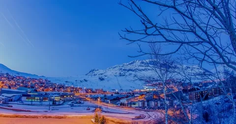 Alpe d'Huez Evening Timelapse 4k Stock Footage 48502991