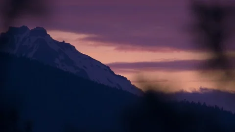 Alpenglow Through Trees Stock Footage 90671371