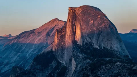 Alpenglow Yosemite Half Dome Time Lapse Stock Footage 280834154