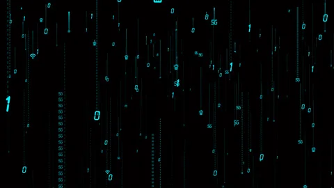 Alpha 5g binary information flow big data technology icon element whereabout Stock Footage 132097639