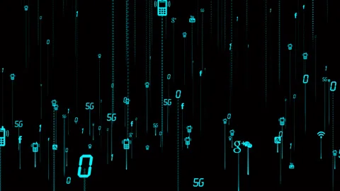 Alpha 5g binary information flow Stock Footage 132097670