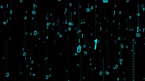 Alpha 5g binary information flow big data Stock Footage 132097729