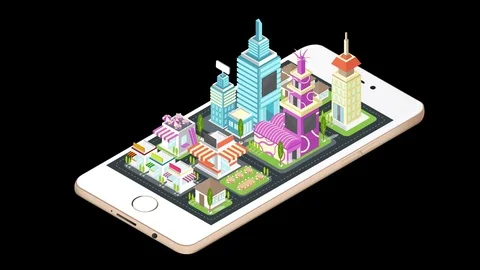 Alpha background real estate building architecture popping on smart phone mobile Видео 72464426