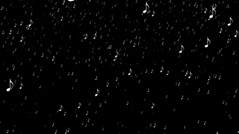 Alpha background of white transparent melody musical notes dropping like rain Stock Footage 125219636