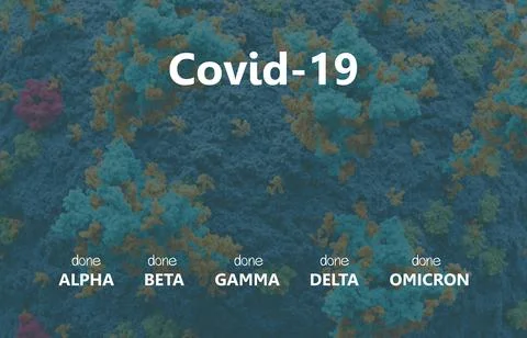 Alpha, beta, gamma, delta, omicron. Covid 19, coronavirus banner and wallpape Illustrazione stock