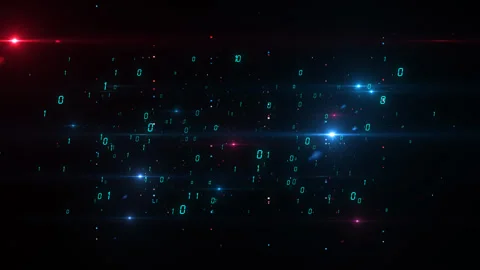 Alpha Big data binary technology digital network space shuttle Stock Footage 124780770