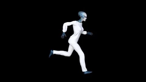 Alpha channel, the alien is running Stock Footage 84699152