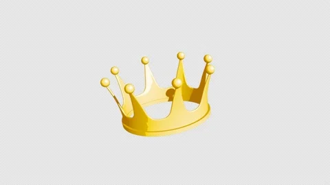 Alpha channel and loop ready file - Angled cartoonish golden crown rotate Stock Footage 221603176