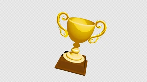 Alpha channel and loop ready file - Angled cartoonish golden trophy rotate Stock Footage 221603434