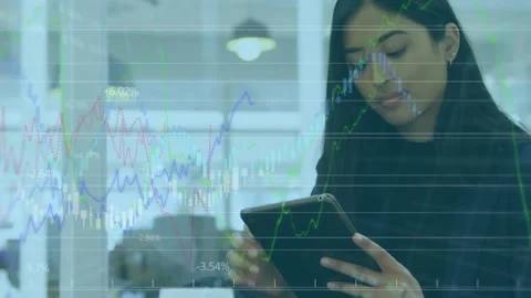 Alpha channel element of animation of data processing and graph with green Stock Footage 330172108