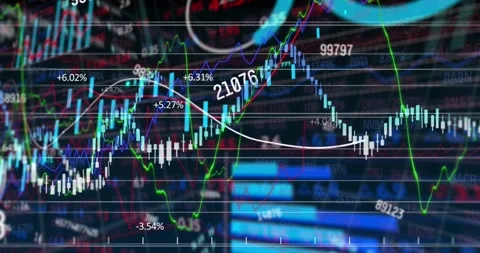 Alpha channel element of animation of data processing and graph with green Stock Footage 330175137