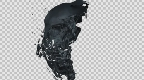 Alpha Channel exploding skull Stock Footage 62890733