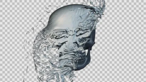Alpha Channel exploding skull Stock Footage 62891001