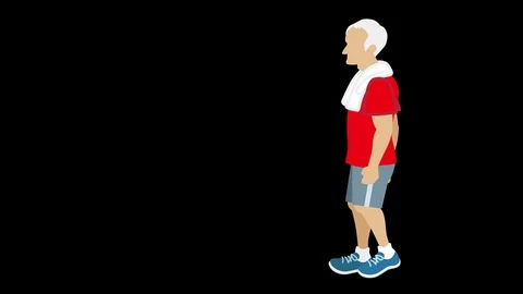 Alpha channel file - Animation of anonymous senior man who walking through Stock Footage 121139732
