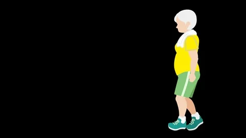 Alpha channel file - Animation of anonymous senior woman who walking through Stock Footage 121141155