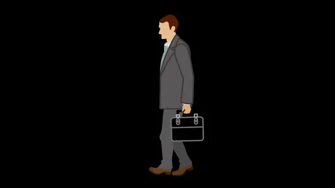 Alpha channel file - Animation of anonymous businessman who walk on the spot Stock Footage 122658898