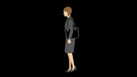 Alpha channel file - Animation of anonymous businesswoman who walk on the spo Stock Footage 122659080