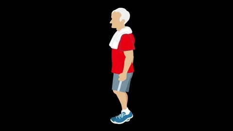 Alpha channel file - Animation of anonymous senior man who walk on the spot, Stock Footage 122659876