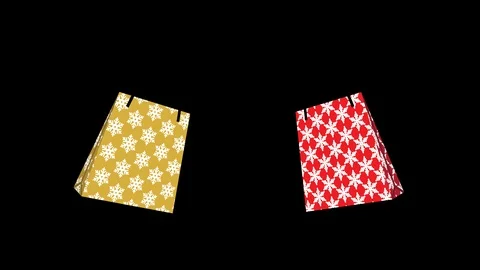 Alpha channel file ,Appeared Two Shopping bags animation - pair object Stock Footage 99430701