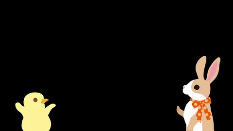 Alpha channel file - Bunny talking with Chick, waist up Video stock 103826065