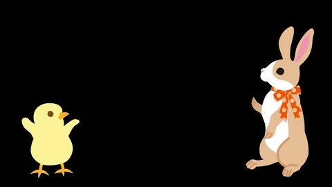 Alpha channel file - Bunny talking with Chick, Full length Stock Footage 103826074