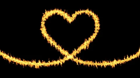 Alpha channel file - Burning fire along the heart shaped fuse Stock Footage 108085210