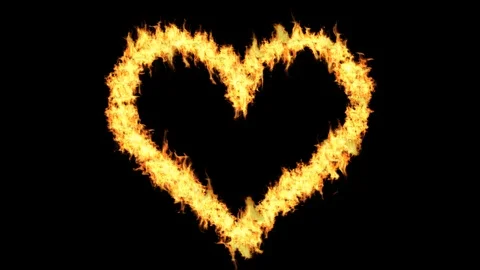 Alpha channel file - Burning fire along heart shaped Vidéo 108529582