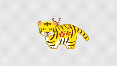 Alpha channel file - Cute tiger figurine animation Stock Footage 164366156