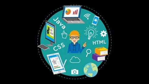 Alpha channel file, E-Learning Concept animation - Male university student Stock Footage 106875970