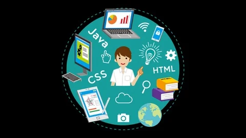 Alpha channel file, E-Learning Concept animation - Japanese male student Vídeo Stock 106876549