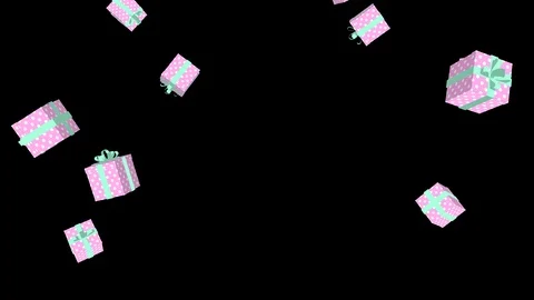Alpha channel file, Falling Cute pastel colored Gift Boxes Stock Footage 89031490