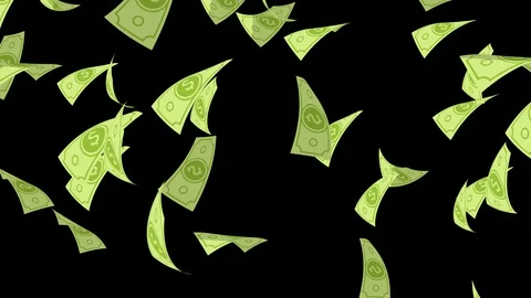 Alpha channel file - Falling many dollar banknotes Stock Footage 129153382