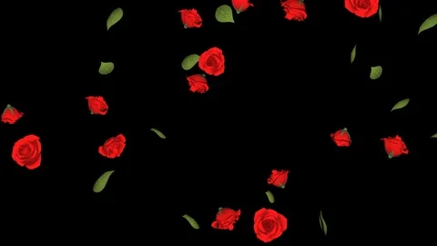 Alpha channel file - Falling Red roses motion background Stock Footage 89031818