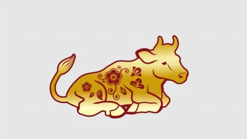 Alpha channel file - Floral patterned Cow animation Stock Footage 144365701