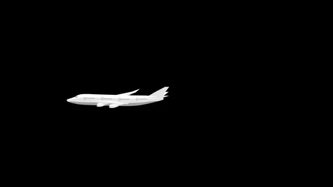 Alpha channel file - Flying side view airplane animation, cross the screen Stock Footage 120014618